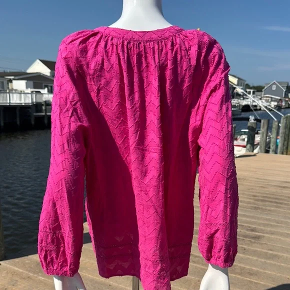 INC International Concepts Pink 3/4 Sleeve Relaxed Blouse Trina Turk - Picture 6 of 8